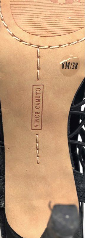 Vince Camuto Black Leather Cage Lace Up Stiletto Sandals Size 8M