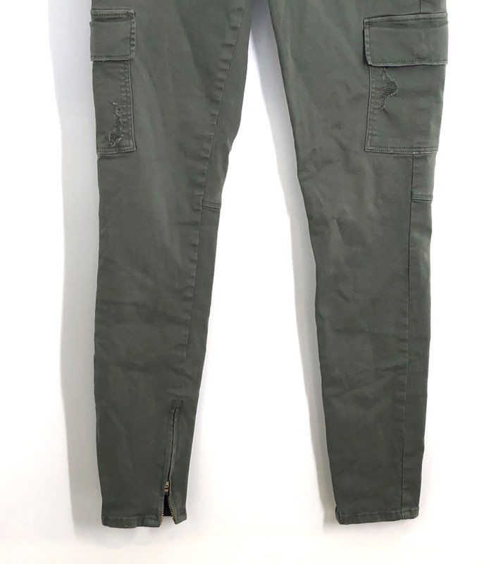 Frame Women's Platoon Skinny Cargo Pants Olive Ankle Zip Distressed Sz 28