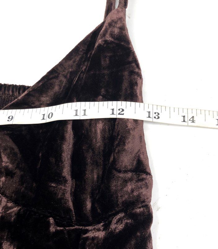 Anthropologie Women's Brown Velvet Floral Applique Wide Leg Jumpsuit NWT Sz 2