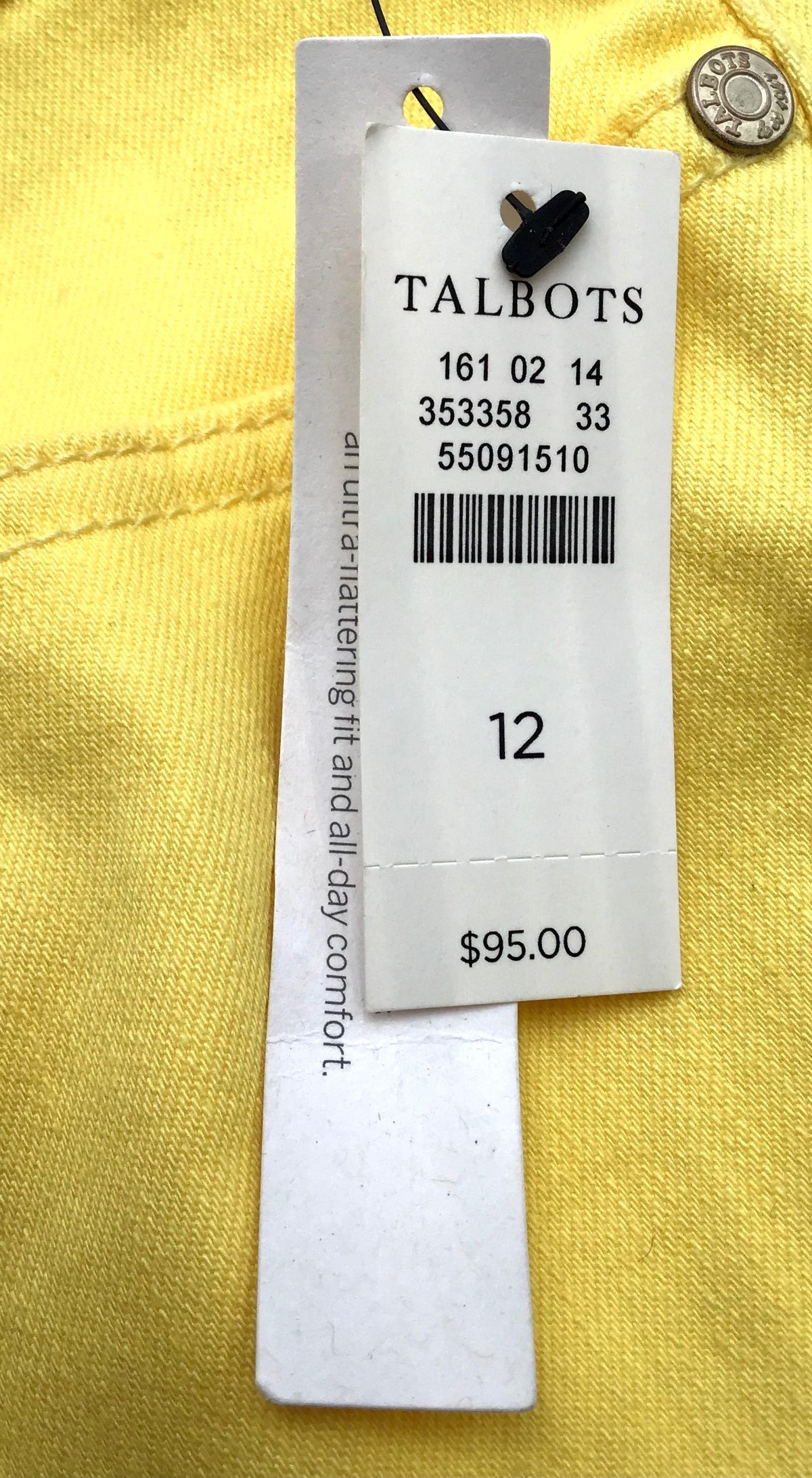 NWT Talbots Women&#39;s Yellow Slim Ankle Jeans - Size 12