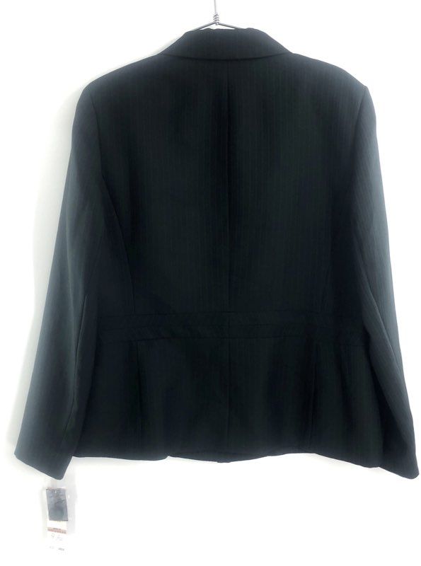Le Suit Women's Emerald Black Pinstripe Single Button Blazer Suit Jacket NWT 12