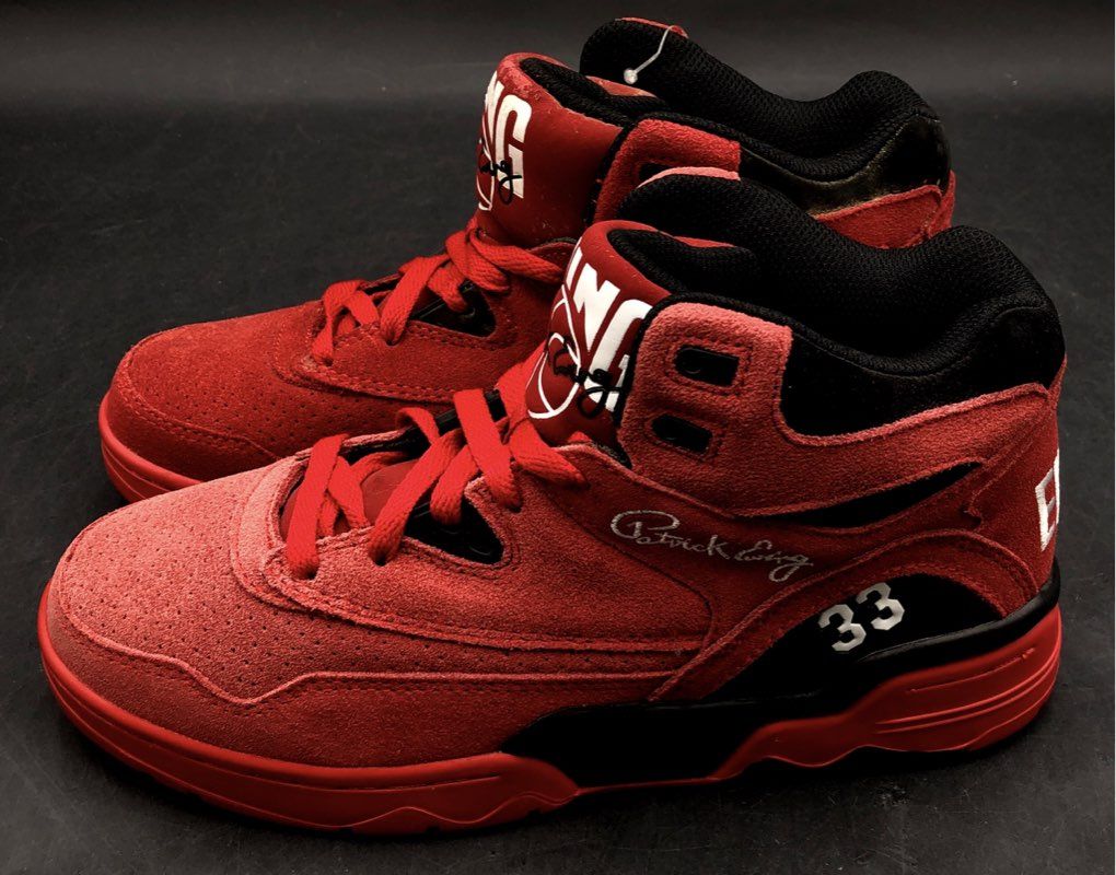 Ewing Athletics Guard Red Suede Mid Top Basketball Sneakers Size 8