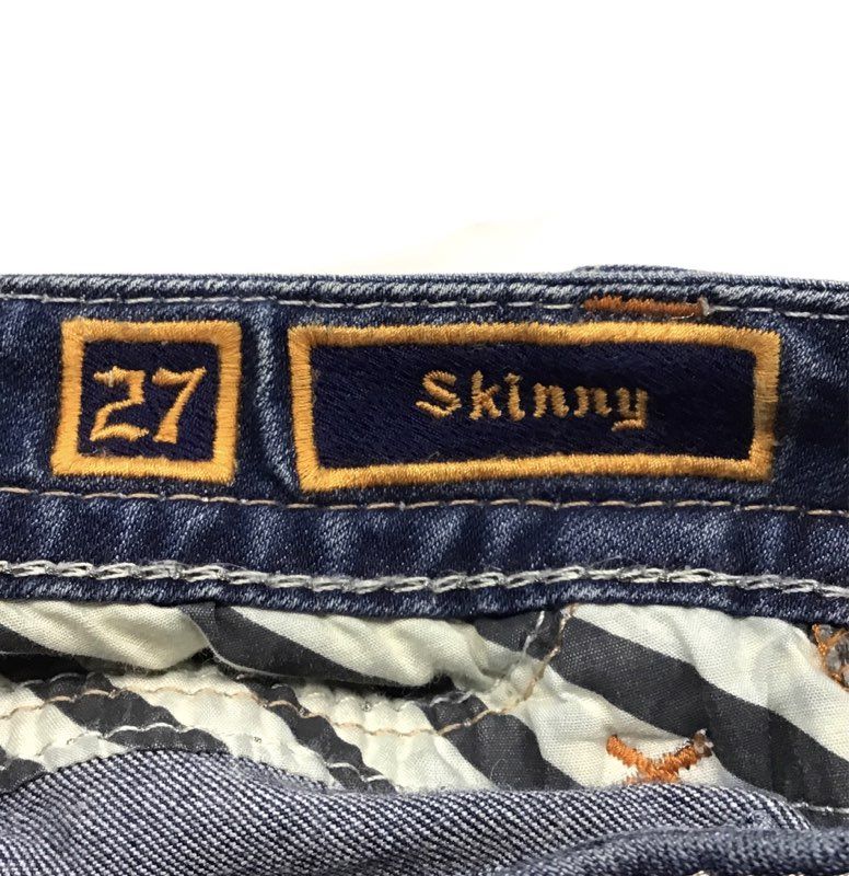 Rock Revival Women's Blue Skinny Jeans Embellished Fleur De Lis Pockets Size 27