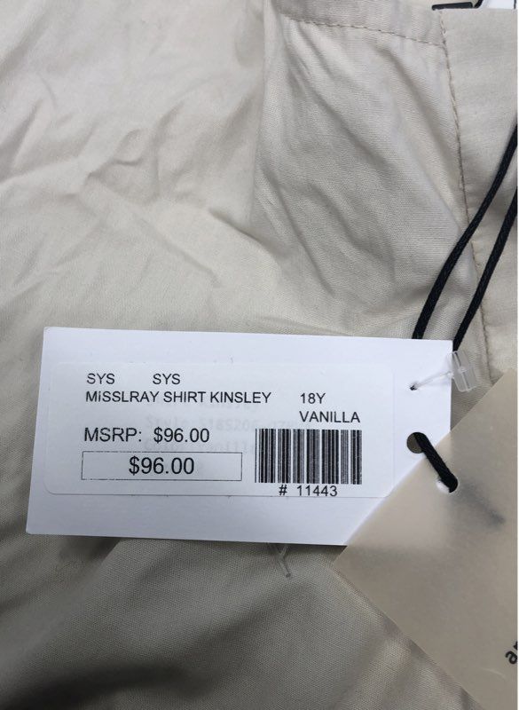 Miss L. Ray Women's Vanilla Kinsley Asymmetric Button Front Shirt NWT Sz 18