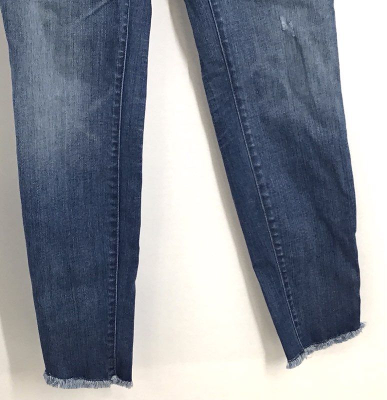 Madewell Women's 10" High-Rise Skinny Jeans Blue Raw Hem Whiskered Sz 27