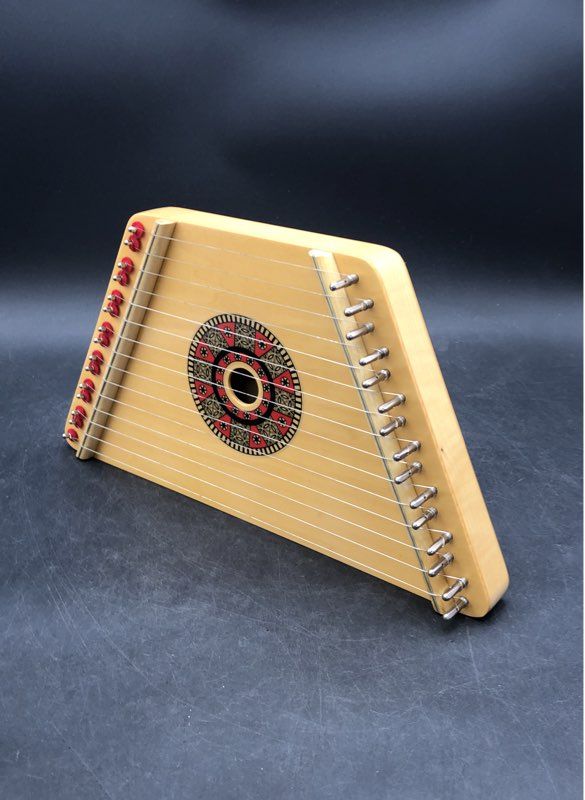 HearthSong Lap Harp Zither 15-String Romanian Made Natural Wood Finish w/ Case