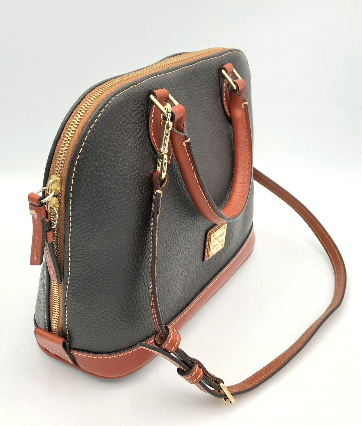 Dooney & Bourke Smoke Grey\Brown Leather Satchel Bag (+COA)