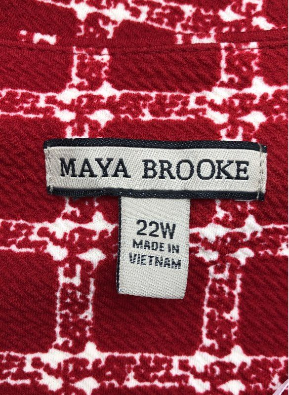 NWT Maya Brooke Crimson Red Grid Plaid Pearl Trim Blazer Jacket Sze 22W