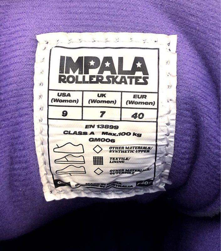 Impala Holographic Quad Roller Skates Iridescent Purple Teal Women's Size 9