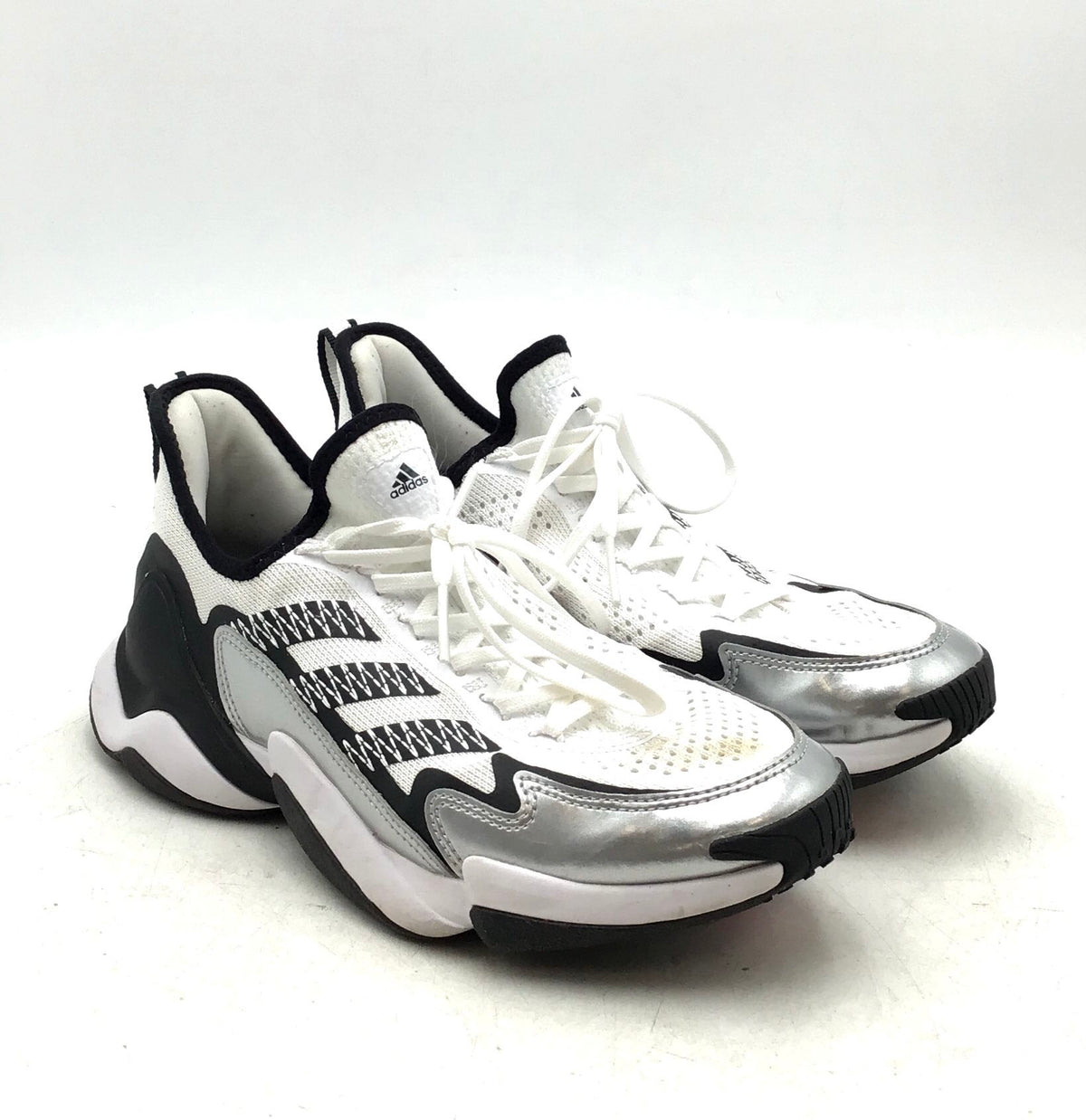 Adidas Men&#39;s SM Impact White Black Basketball Athletic Shoes - Size 8