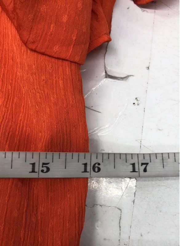 DKNY Women's Orange Smocked Waist Textured Midi Dress V-Neck NWT Sz 12