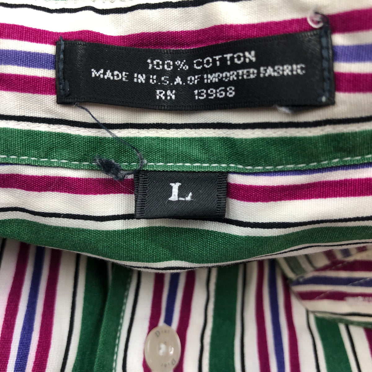 Vintage 80s Christian Dior Monsieur Striped Button Down Shirt Made in USA Sz L