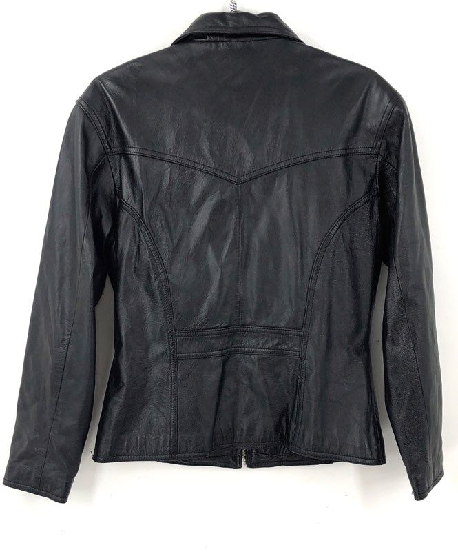 Vintage Y2K Wilsons Leather Maxima Women's Black Moto Jacket Full Zip Size M