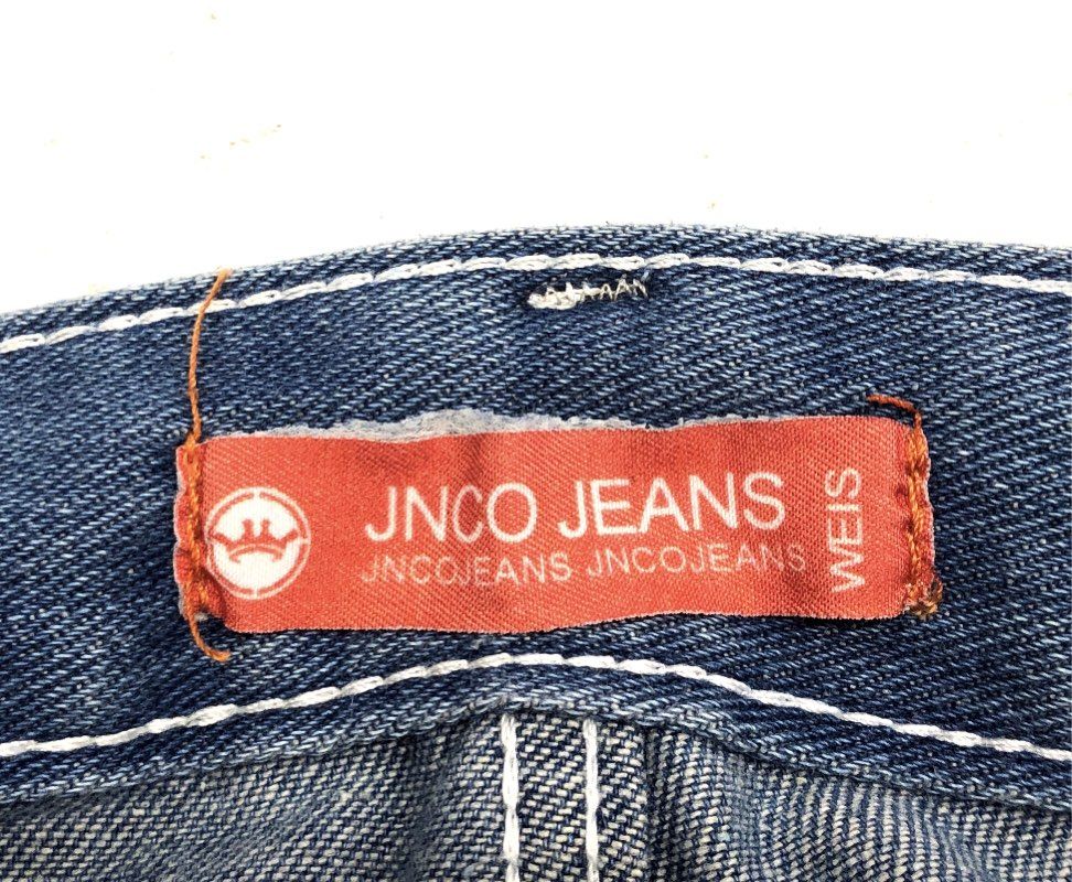 Vintage 90s JNCO Jeans Men's Blue Weis Tiger Graphic Wide Leg Tribal Denim Sz L