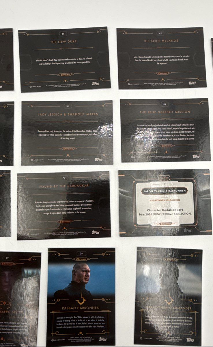 2025 Topps Chrome Dune Trading Card Lot 19 Cards Harkonnen Medallion See Photos