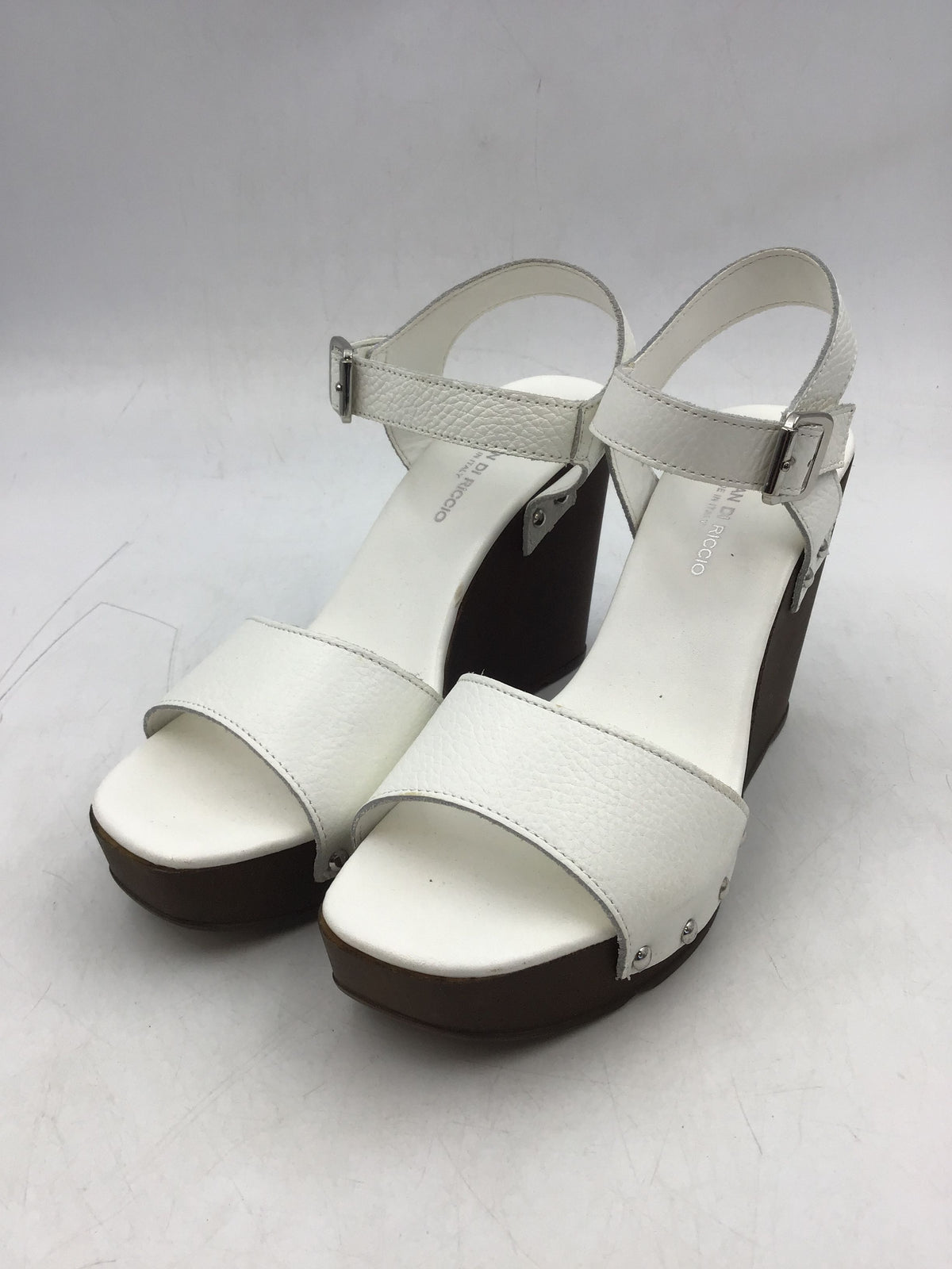 Christian Di Riccio Women&#39;s White Adjustable Ankle Strap Sandals - Size EUR 38