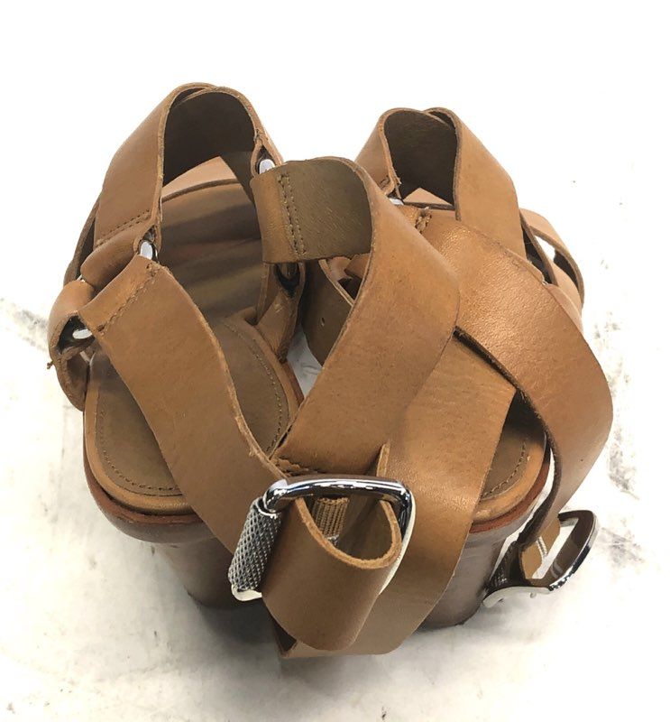 Frye Camel Tan Leather Strappy Block Heel Sandals Women's Size 7M