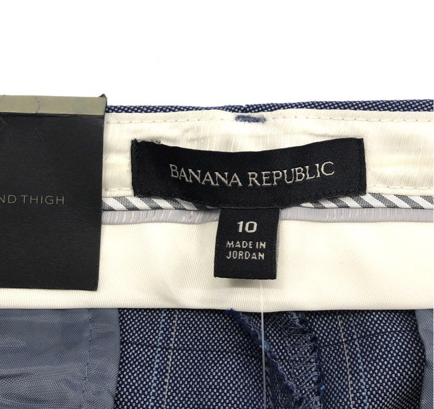 Banana Republic Women's Logan Blue Plaid Straight Leg Pants NWT Sz 10