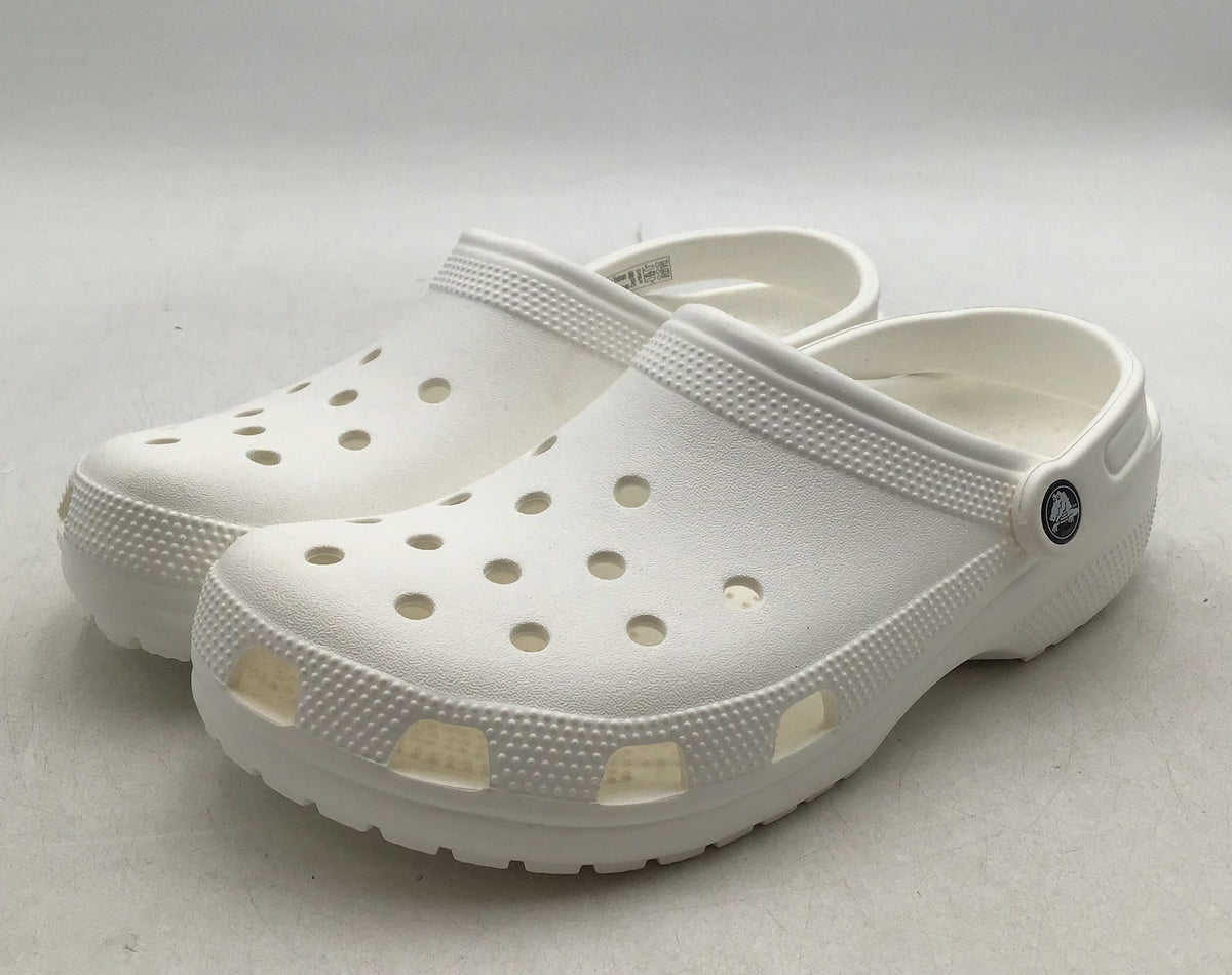 Crocs Men&#39;s White Round Toe Slip-On Casual Clog Shoes - Size 10