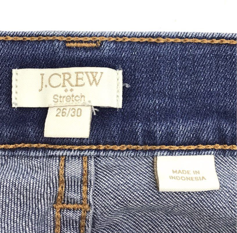 J.Crew Women's Blue Stretch Skinny Jeans Whiskered Light Wash Sz 26x30