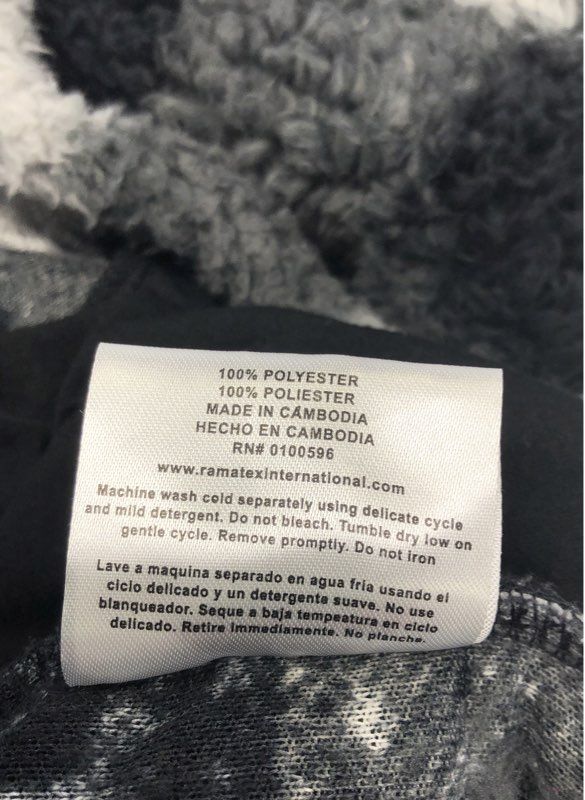 Ramatex Cabin Fever Men's Gray Black Buffalo Plaid Sherpa Pullover Fleece Sz M