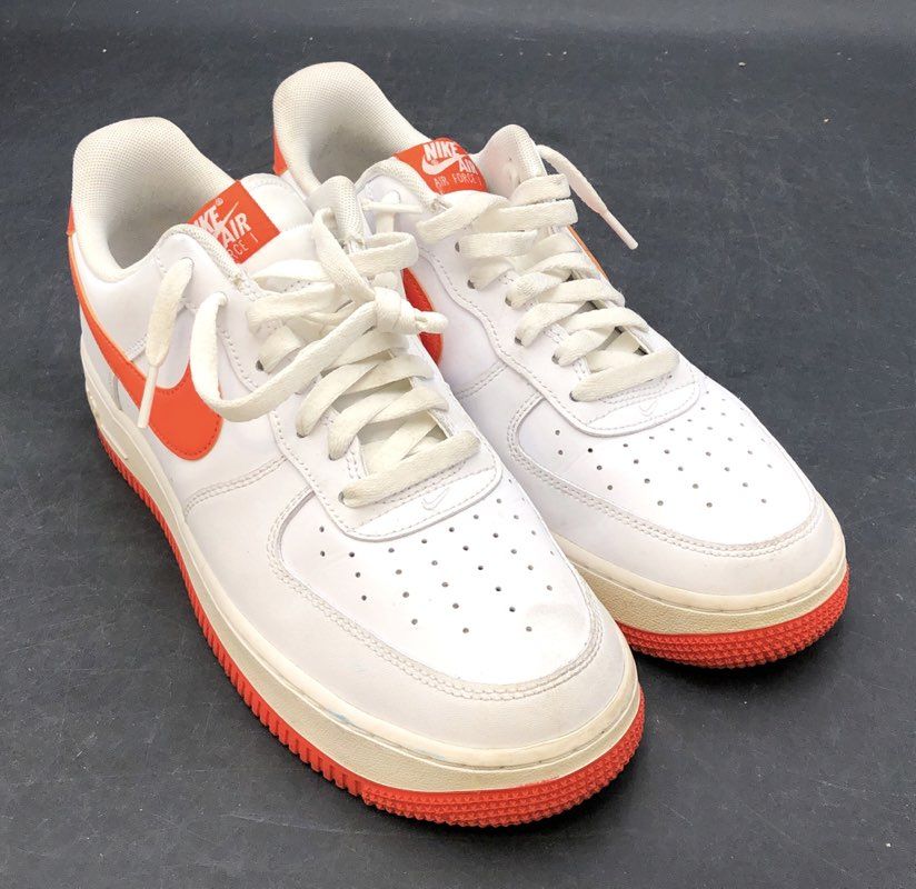 Nike Air Force 1 '07 White Magma Orange Low Top Sneakers Men's Size 9