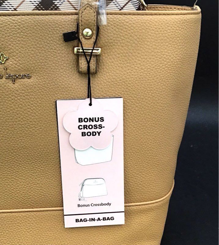 NWT Nanette Lepore Camel Tote Purse With Crossbody Bag