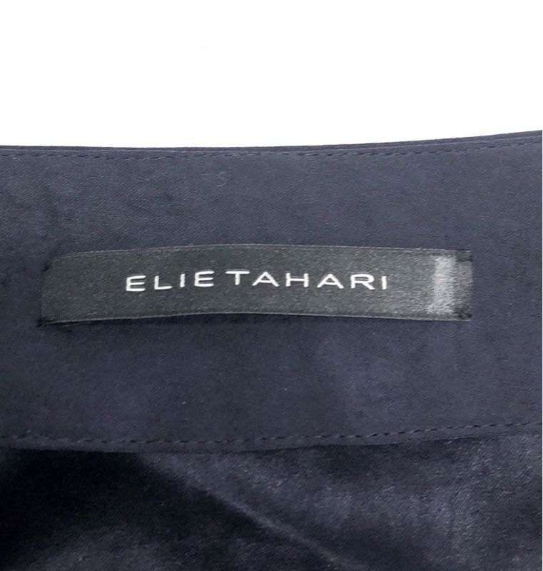Elie Tahari Women's Navy Blue Triacetate Blend A-Line Midi Skirt Sz 6