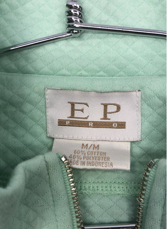 EP Pro Women's Mint Green Quilted Full Zip Golf Mock Neck Jacket Sz M