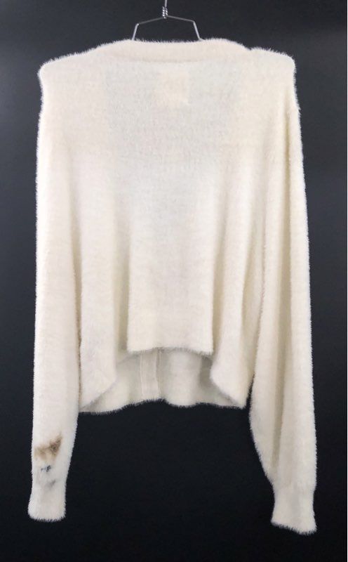 Aerie Women's White Fuzzy Cropped Button Front Cardigan Sweater NWT Sz XL