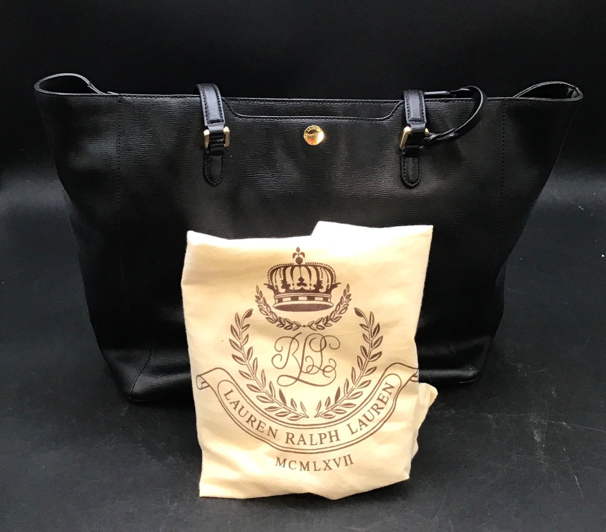 Lauren Ralph Lauren Black Leather Tote Bag