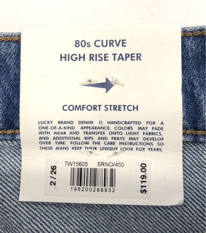 Lucky Brand Women's 80s Curve High Rise Taper Jeans Light Wash NWT Size 2/26
