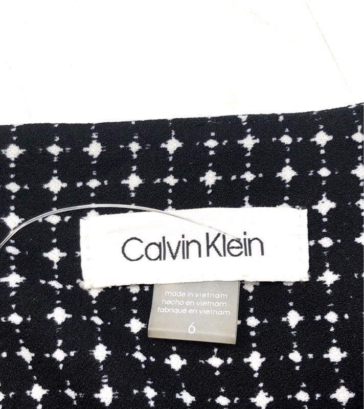 Calvin Klein Women's Black White Geometric Wide Leg Sleeveless Jumpsuit Sz 6 NWT