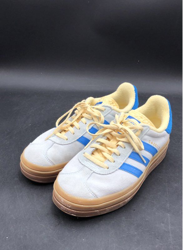 Adidas Women's Gazelle Bold White Blue Athletic Shoes - Size 8