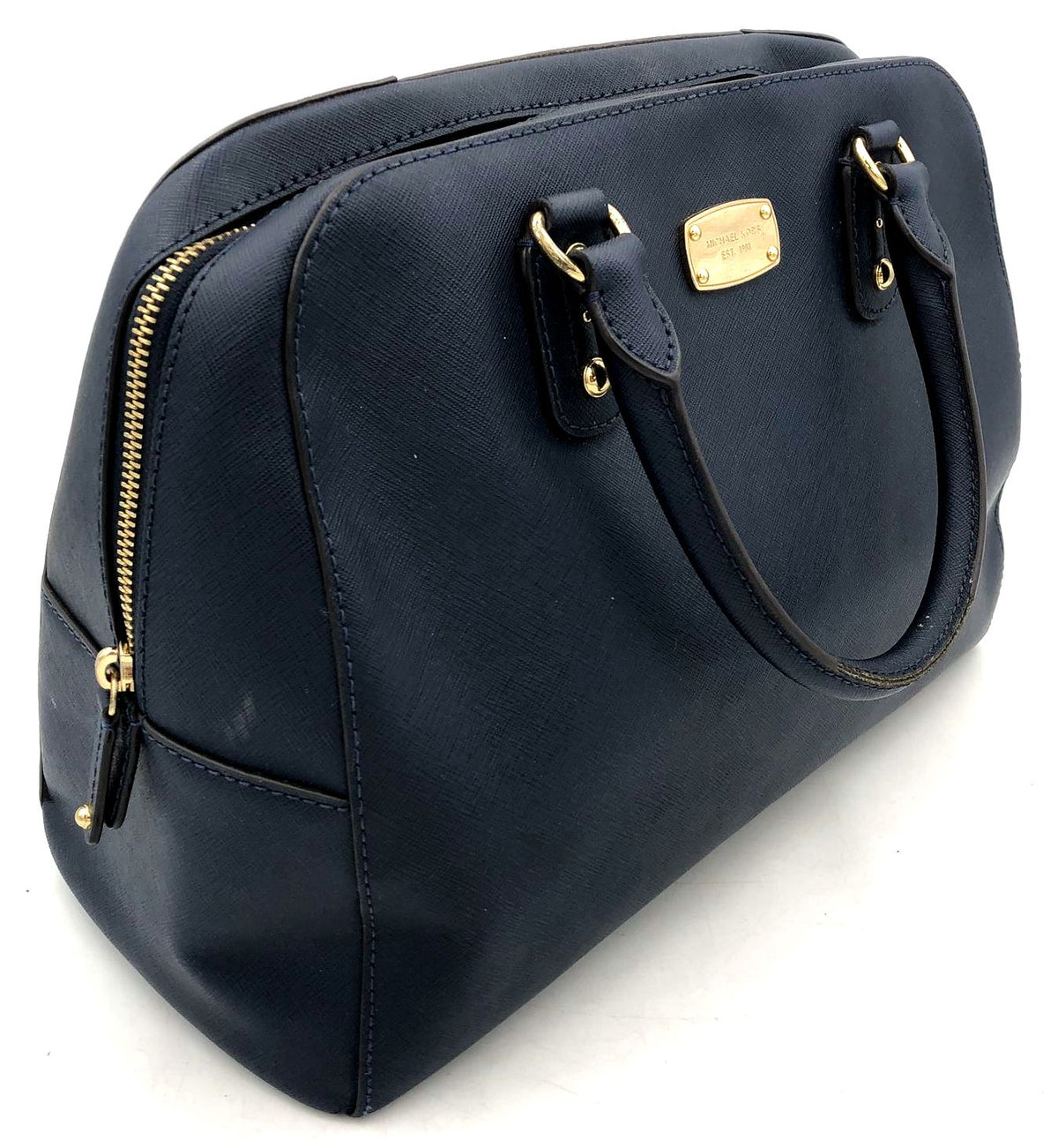 Authentic Michael Kors Navy Blue Luxury Leather Satchel Bag - COA Included