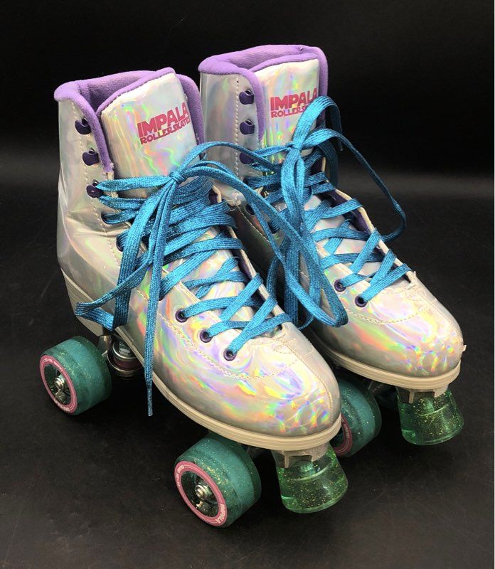 Impala Holographic Quad Roller Skates Iridescent Purple Teal Women's Size 9