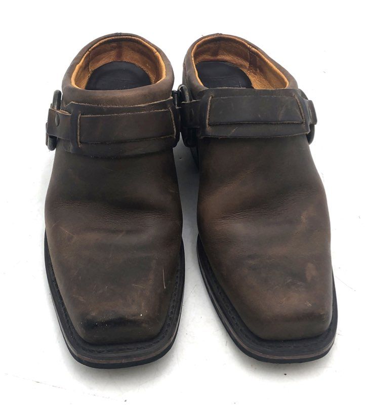 Frye Harness Mule Dark Brown Leather Clogs Square Toe Made in USA Size 7
