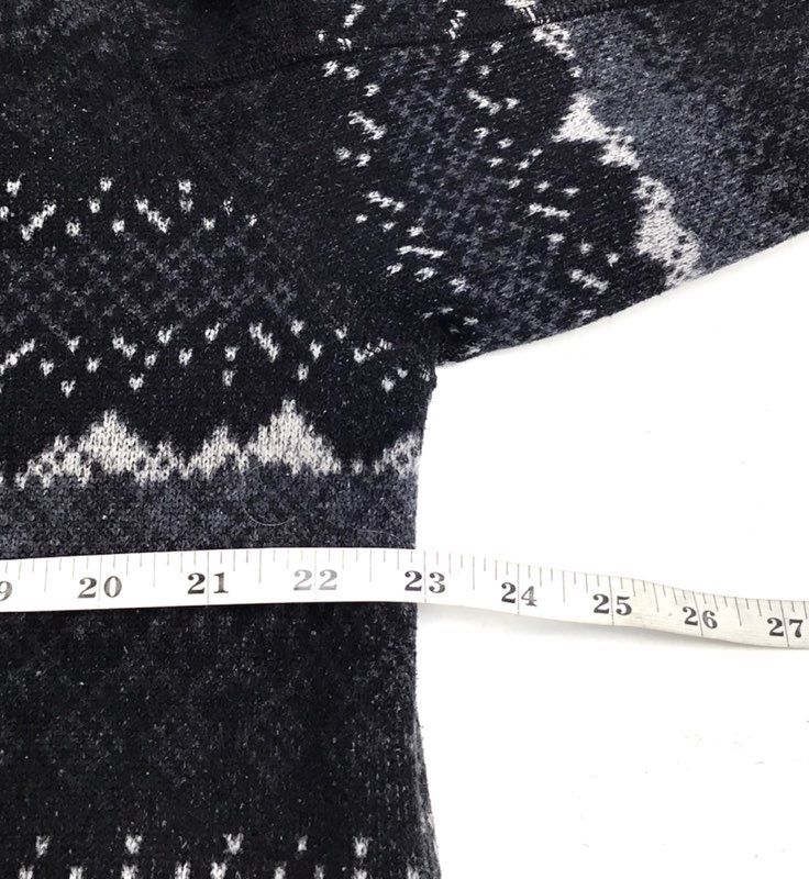 The North Face Men's 1/4 Zip Fleece Pullover Black Gray Fair Isle Geometric Sz L