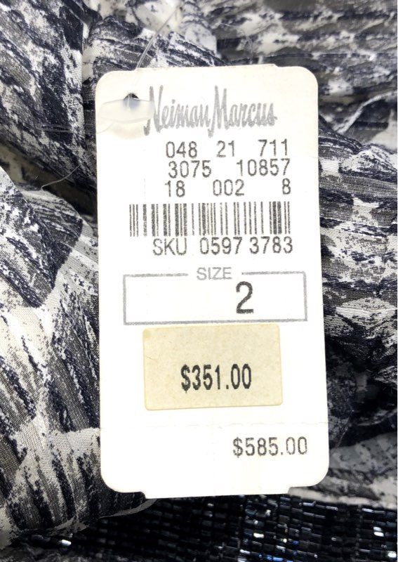 Carmen Marc Valvo Women's Gray Snakeskin Print Pleated Beaded Halter Dress NWT 2