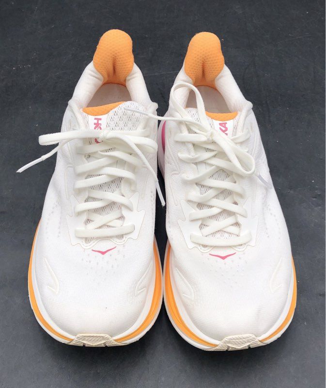 Hoka Clifton 9 White Pinkberry Orange Women's Running Shoes Size 8B