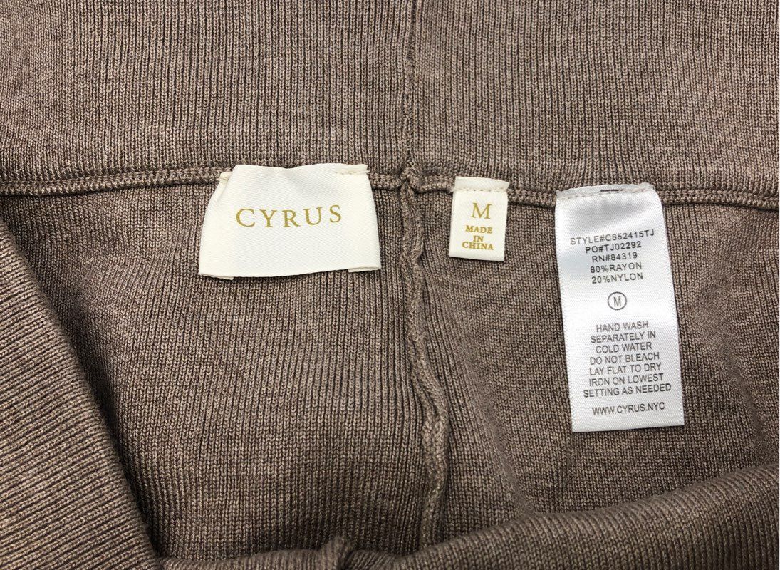 Cyrus Women's Wide Leg Knit Pants Buckskin Brown Heather Rayon Blend Sz M NWT