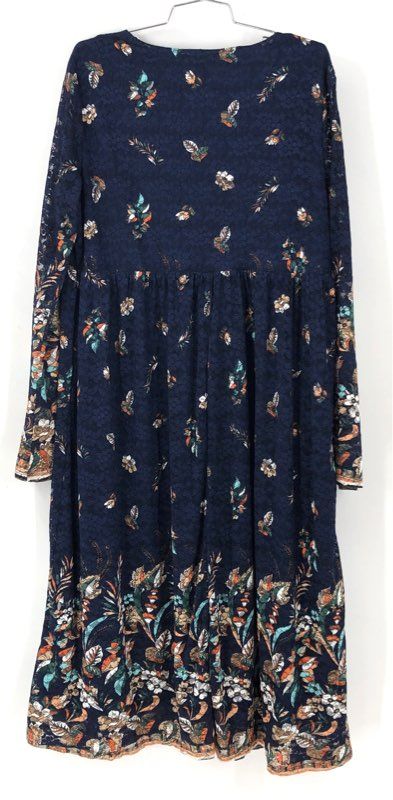 Suzanne Betro Women's Blue Floral Lace Overlay Boho Midi Dress NWT Size 1X
