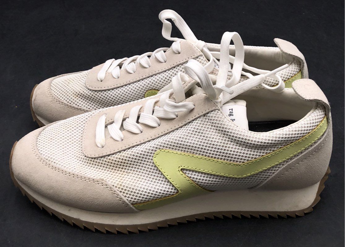 Rag & Bone Retro Runner Off-White Suede Mesh Lime Green Sneakers Size 37.5