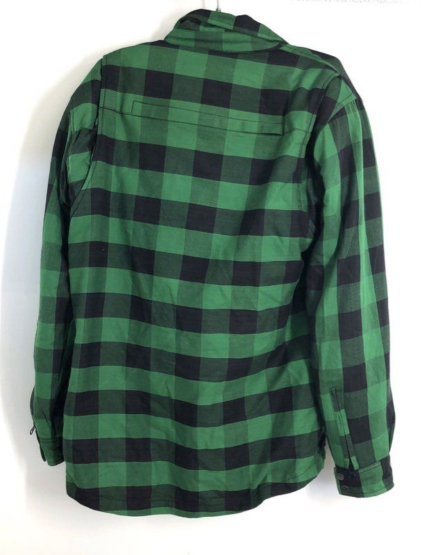 Vance Leather Men's Green Plaid Flannel Motorcycle Riding Shirt Jacket Sz M