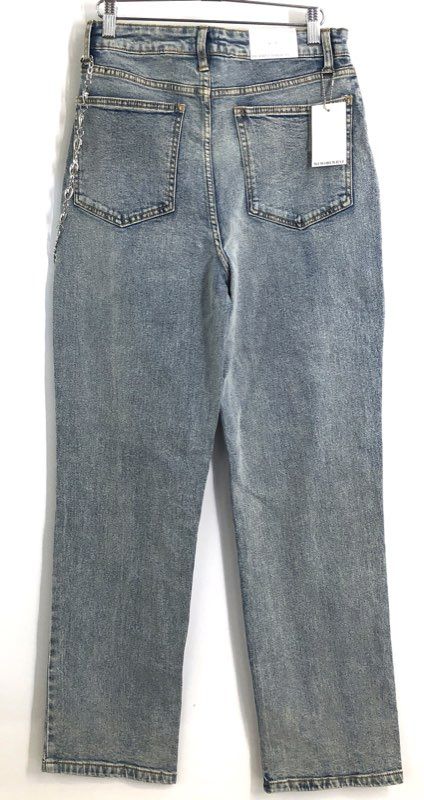 WeWoreWhat Women's High Rise Dad Jeans Light Vintage Blue Chain Accent NWT 26