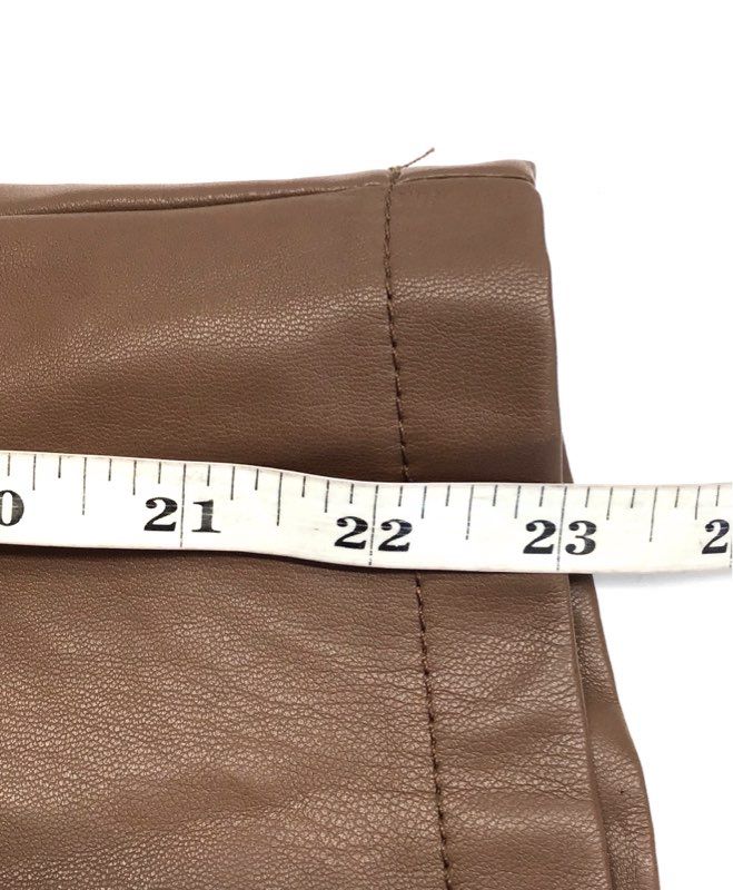 Marc New York Women's Brown Faux Leather Belted Straight Leg Pants Sz 14
