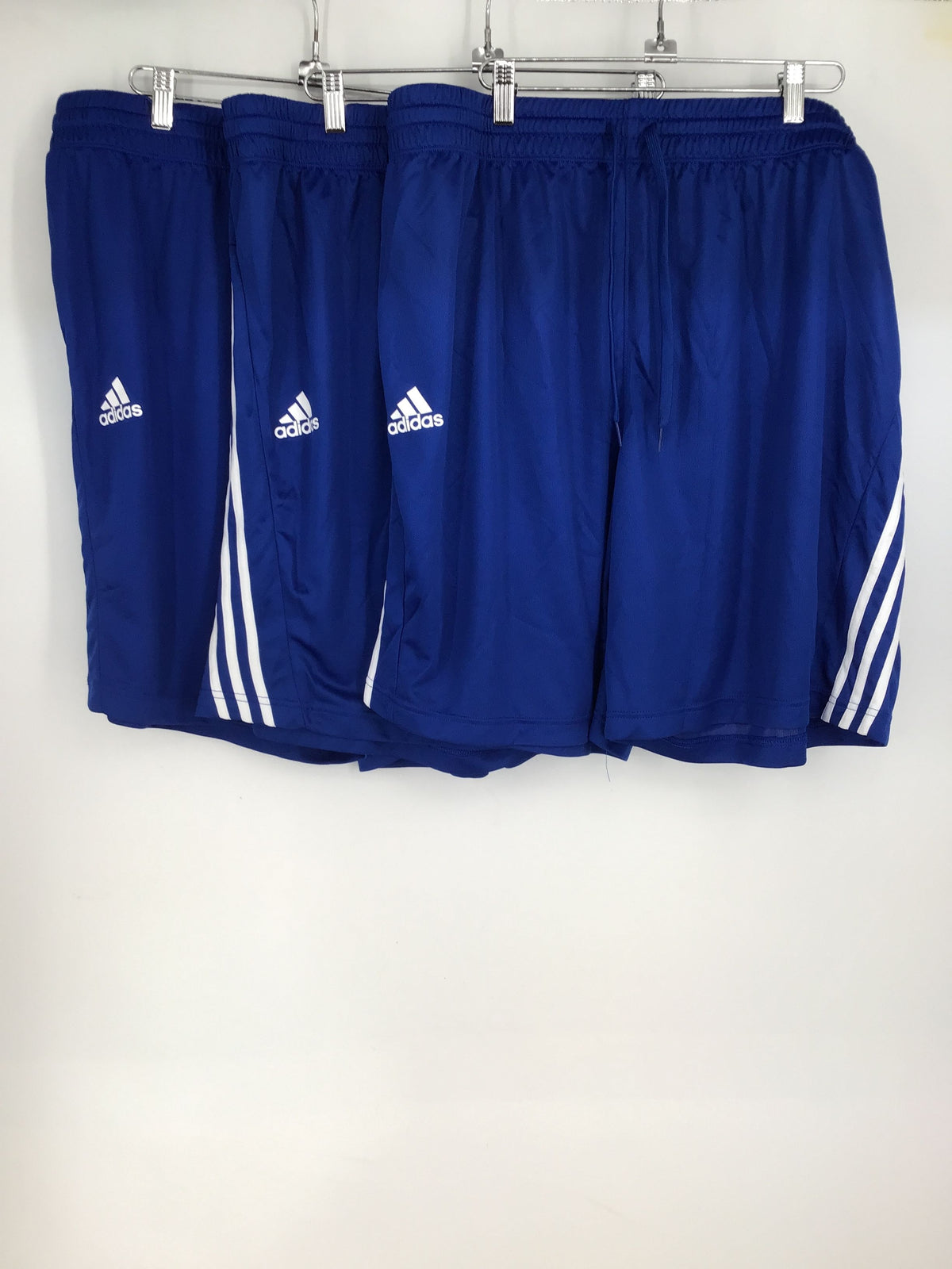 NWT Adidas Men&#39;s Royal Blue 3 Stripe Athletic Shorts - Size 2XL Lot Of 3