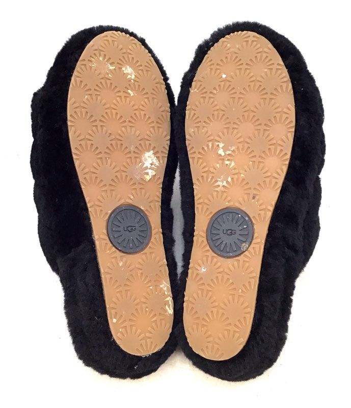 UGG Women&#39;s Fluff Yeah 1095119 Black Slip-On Slide Slipper - Size 10