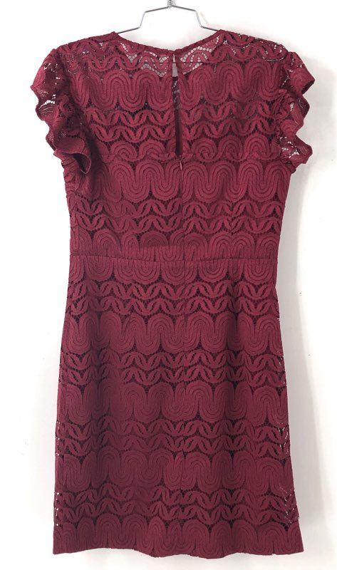 Trina Turk Women's Coralline Dress Red Lace Flutter Sleeve NWT Sz 8