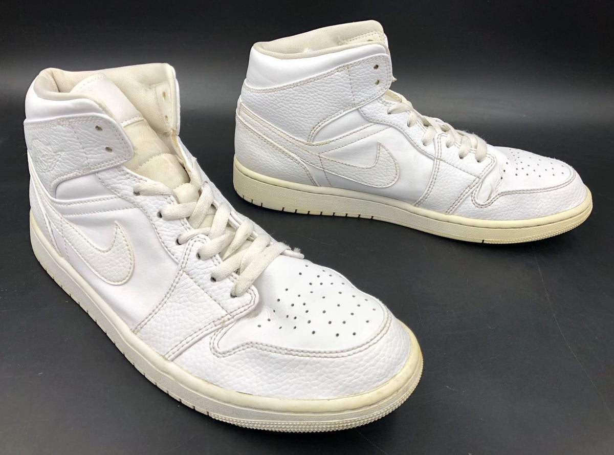 Nike Air Jordan 1 Mid &#39;Triple White&#39; 2020 Men&#39;s Sneakers - Size 11 (+COA)